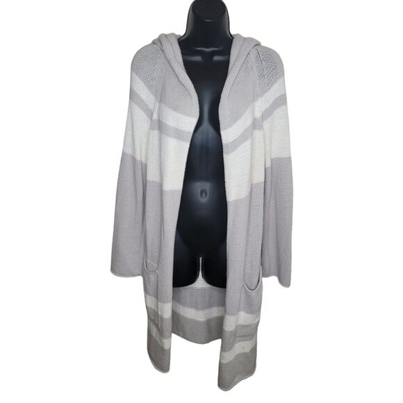 Loft Outlet striped hooded open cardigan sweater size Medium - Picture 1 of 6